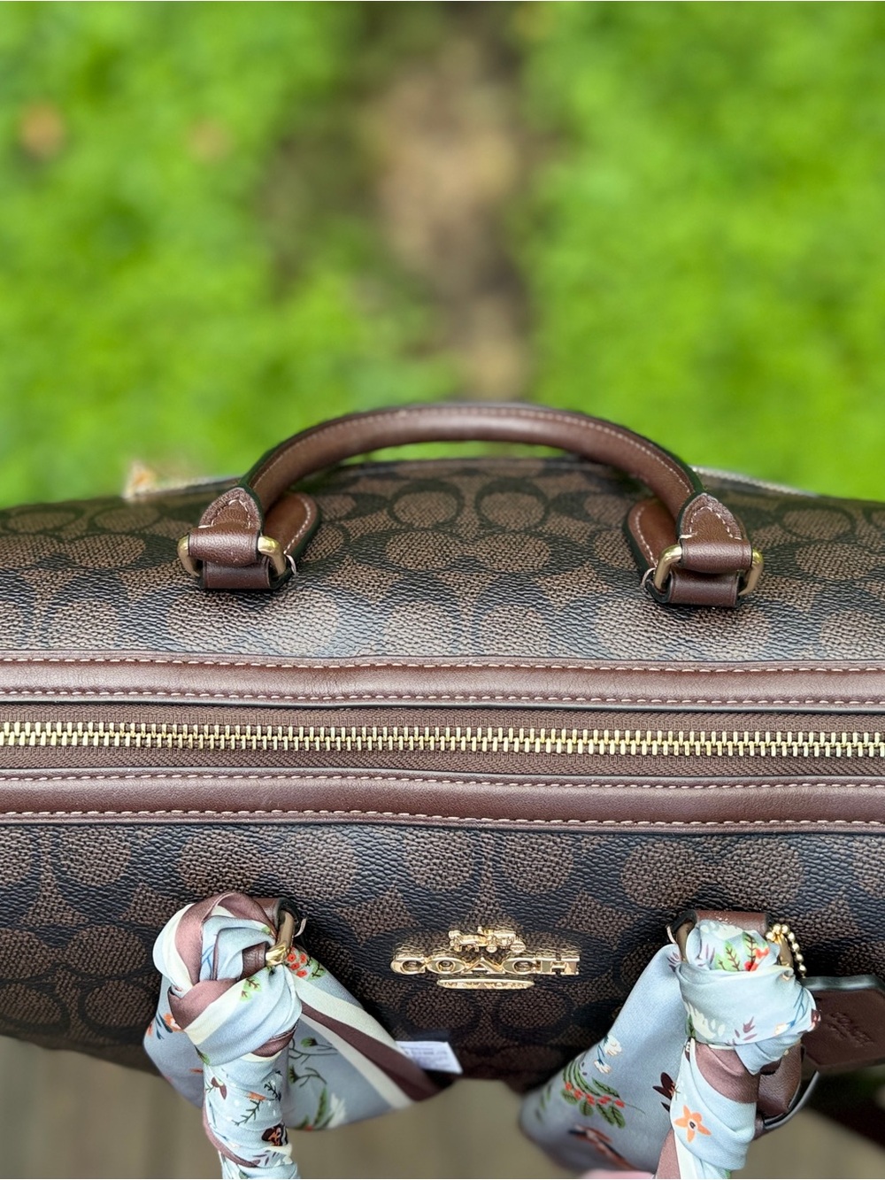 Barely used: Coach Large Rowan Braided Signature Canvas Satchel Brown - Picture 6 of 9
